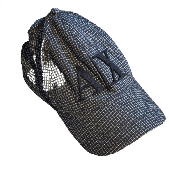Armani Exchange Dark Grid Pattern Cap - Picture 1 of 6
